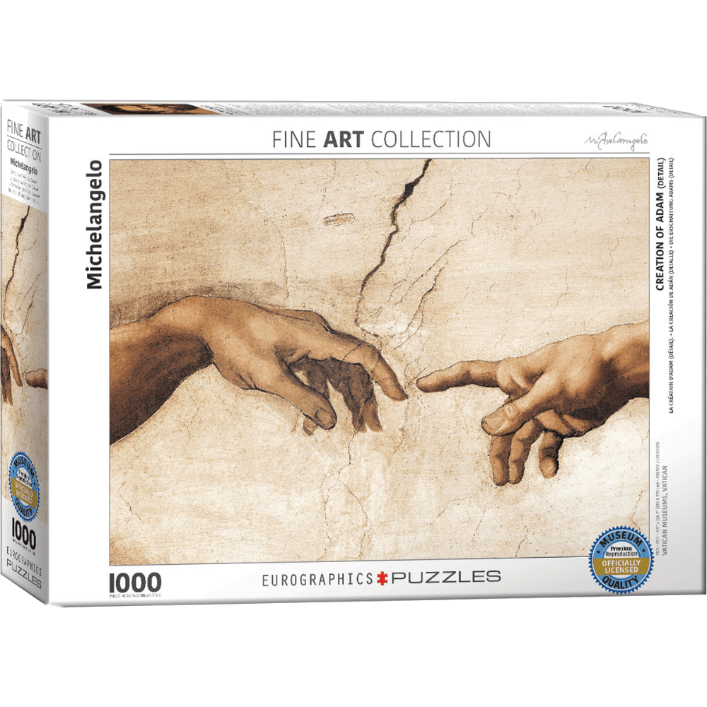 Michelangelo Creation of Adam Detail 1000 piece jigsaw puzzle box