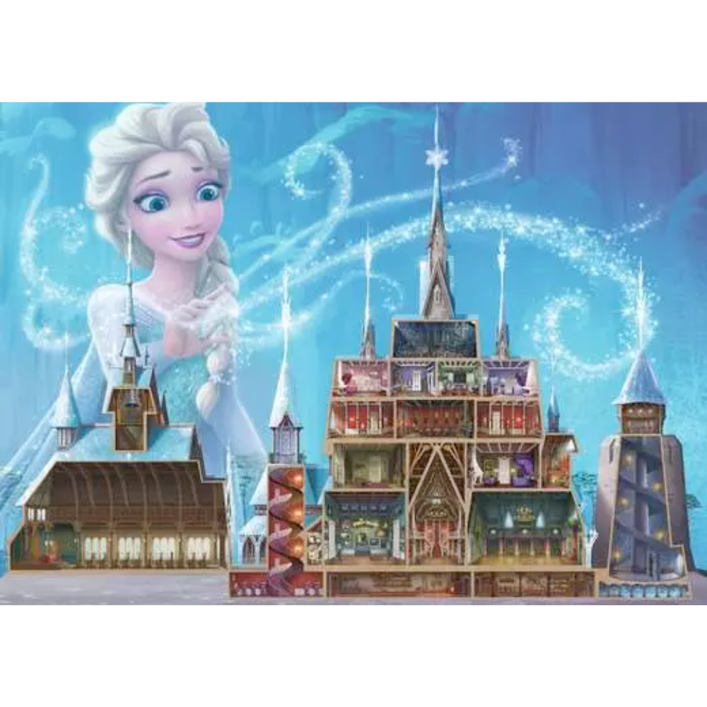 Ravensburger Disney Castle Collection Elsa 1000-piece adult puzzle featuring a detailed image of Disney's Elsa and castle scene.
