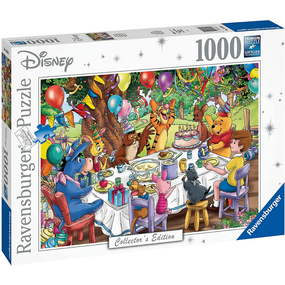 Ravensburger Disney Collector's Edition Winnie the Pooh adult puzzle featuring a colorful illustration of Winnie the Pooh and friends.