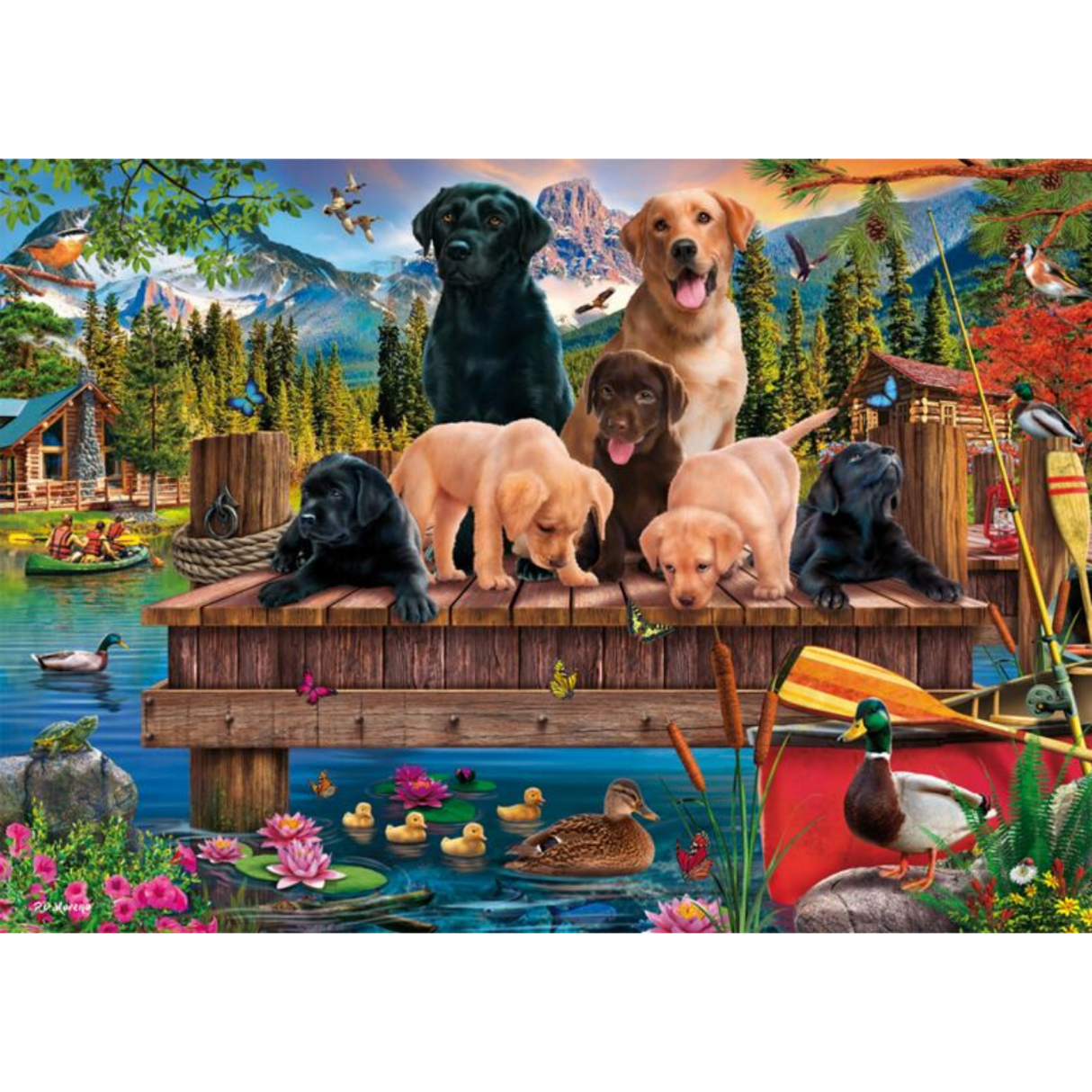 Dog Family by the Lake