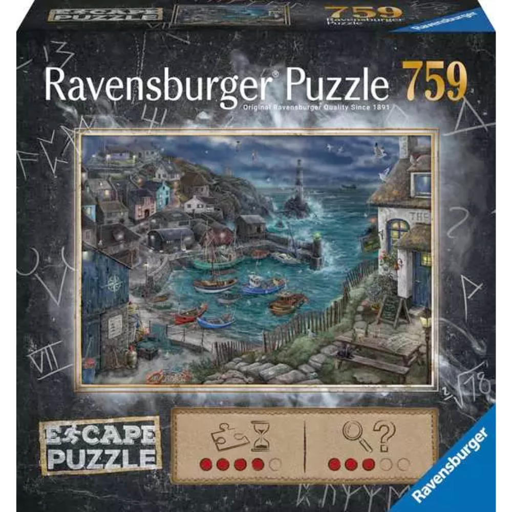 Ravensburger EXIT Puzzle featuring a lighthouse scene with 759 pieces, designed for adults to solve and enjoy.