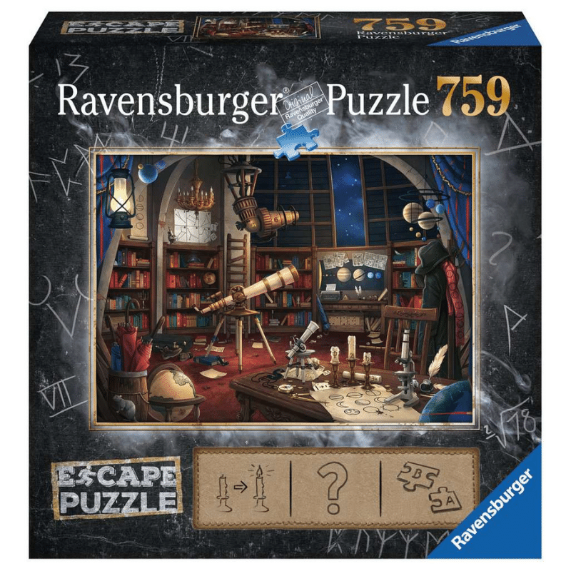 Ravensburger EXIT Puzzle: Space Observatory for adults, featuring a detailed space-themed observatory scene with intricate puzzle pieces.