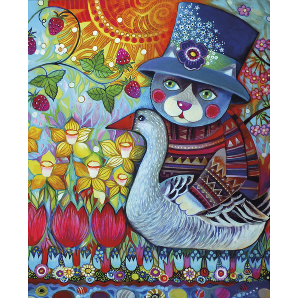 Oxana Zaika: Cat with Goose Floor Puzzle