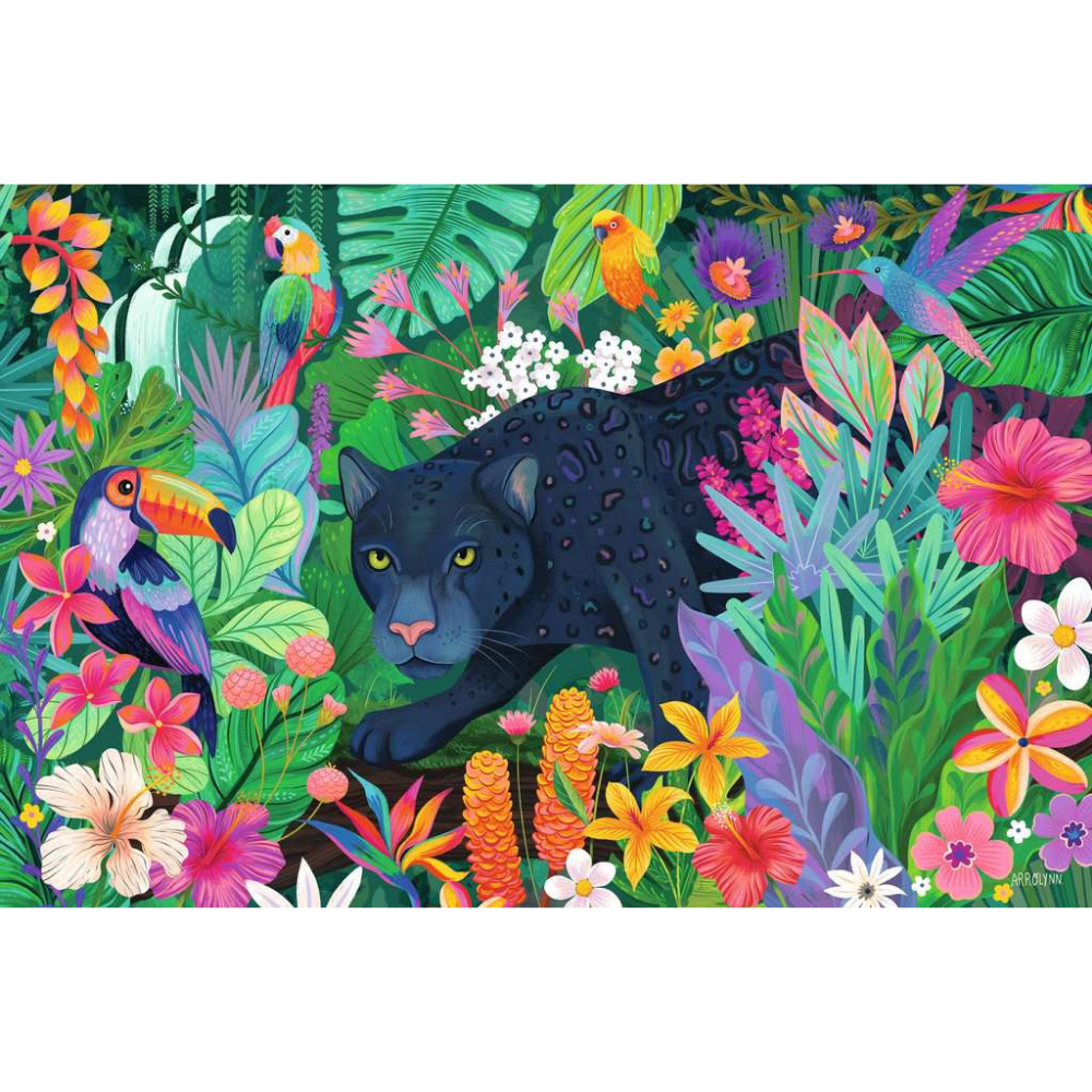Panther in Flower Jungle