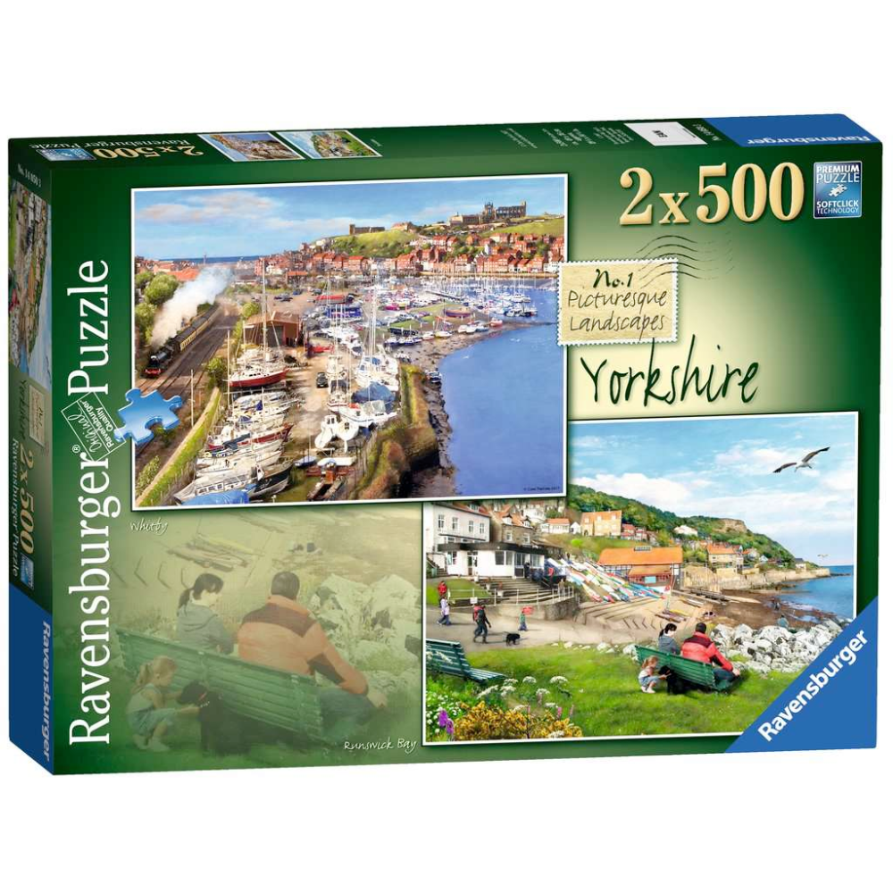 Ravensburger Picturesque Yorkshire adult puzzle featuring a scenic landscape with rolling hills and charming countryside.