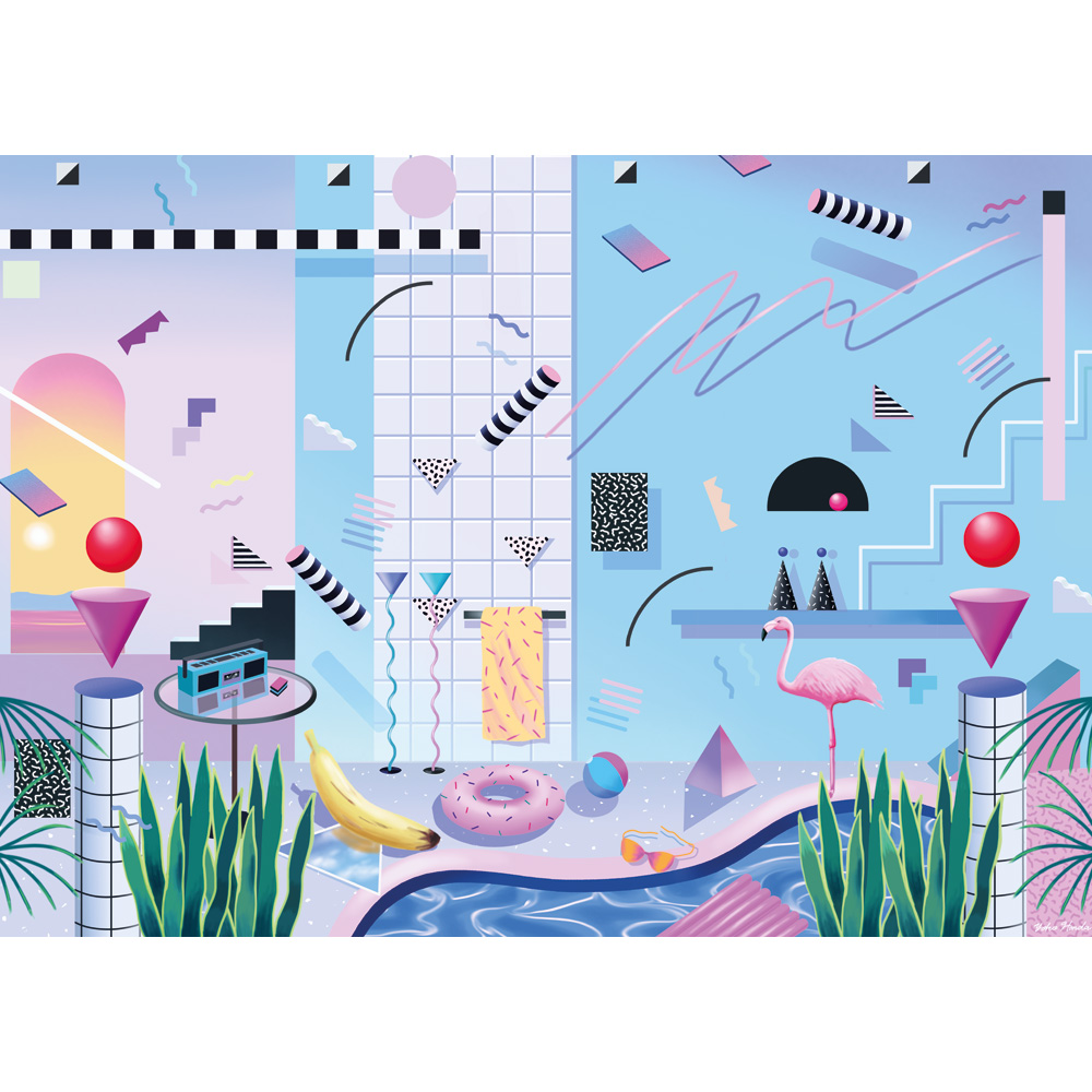 Adult Puzzle by Cloudberries featuring a serene poolside scene with lounge chairs and tropical surroundings.