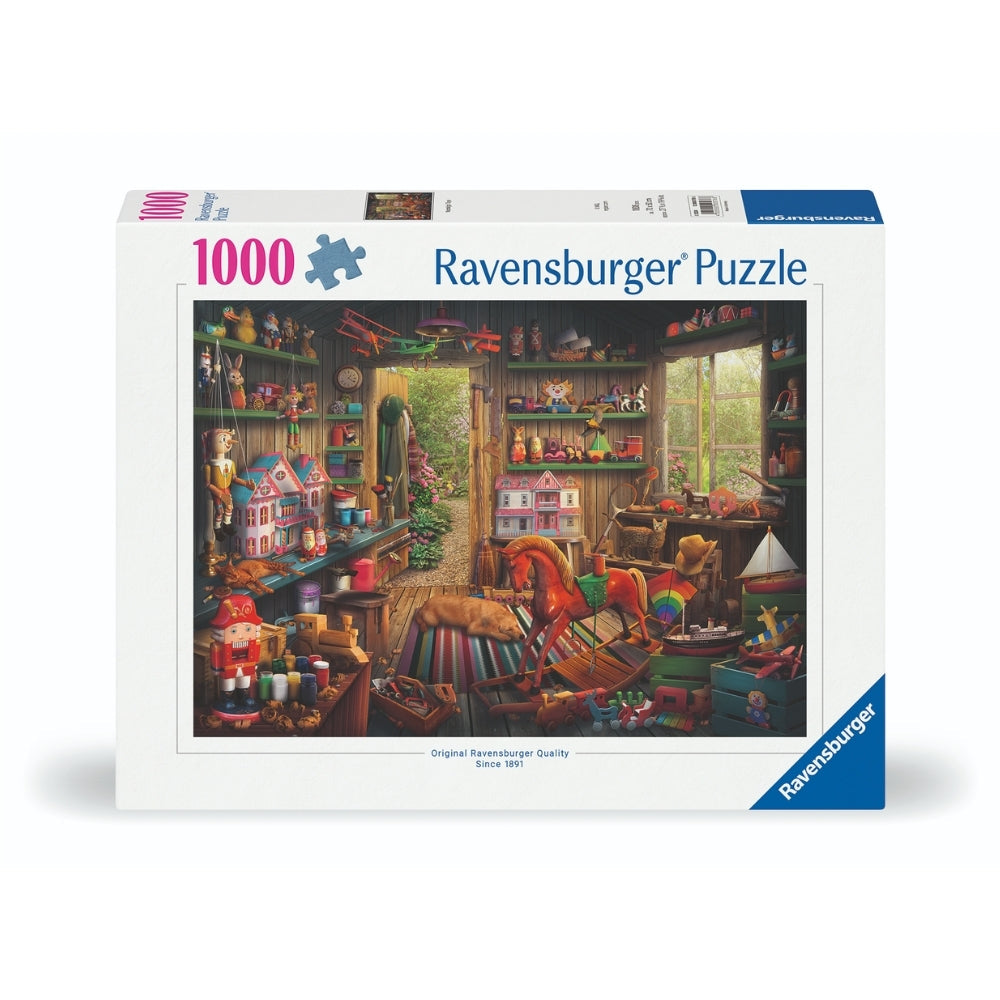 Ravensburger adult puzzle featuring nostalgic toys, colorful image of vintage toy collection for puzzle enthusiasts