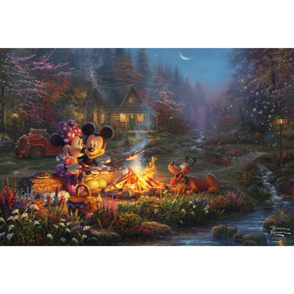 Thomas Kinkade: Disney Mickey & Minnie Sweetheart Campfire