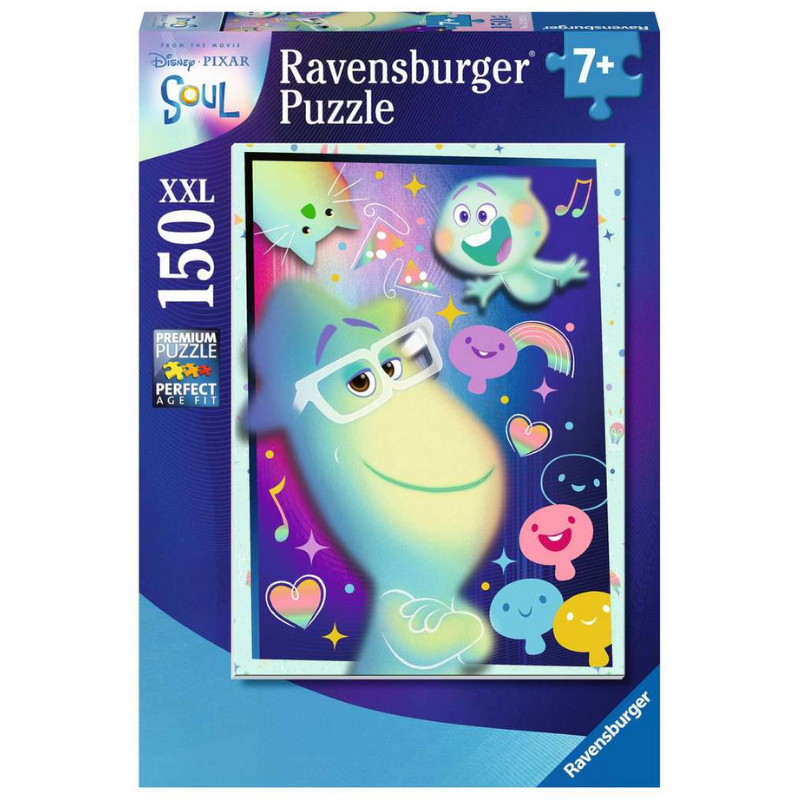 Ravensburger children's puzzle featuring characters from the movie Soul, with colorful cartoon artwork and puzzle pieces visible.