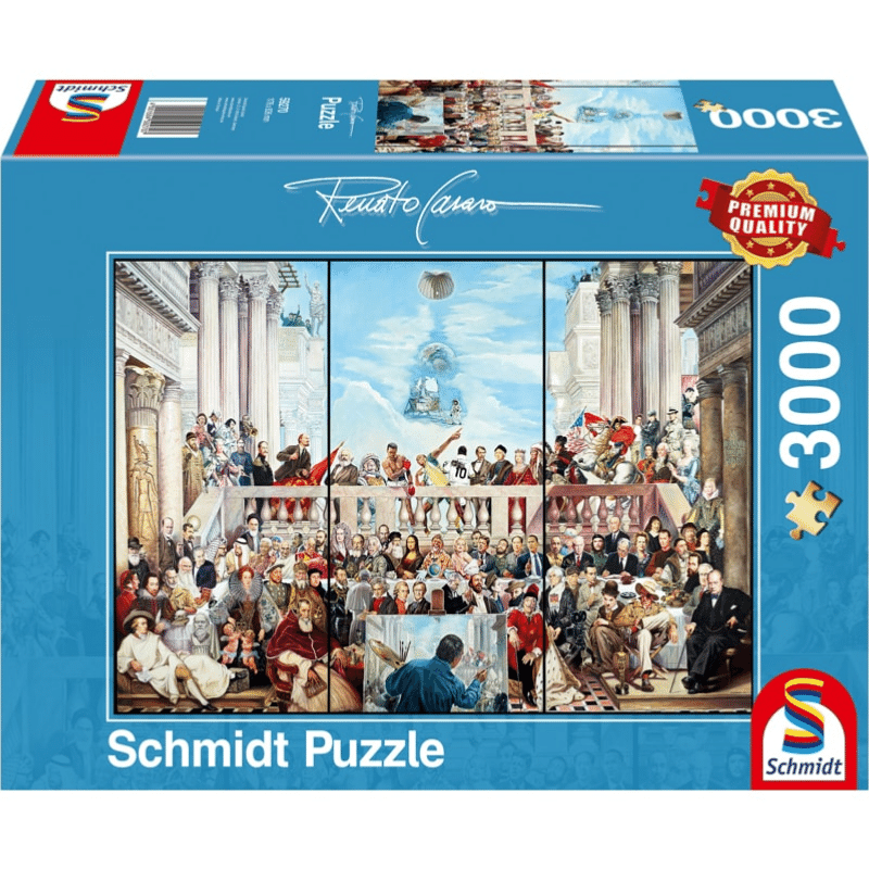 Adult puzzle featuring Renato Casaro's "The Glory of the World" artwork by Schmidt, showcasing vibrant, detailed imagery.