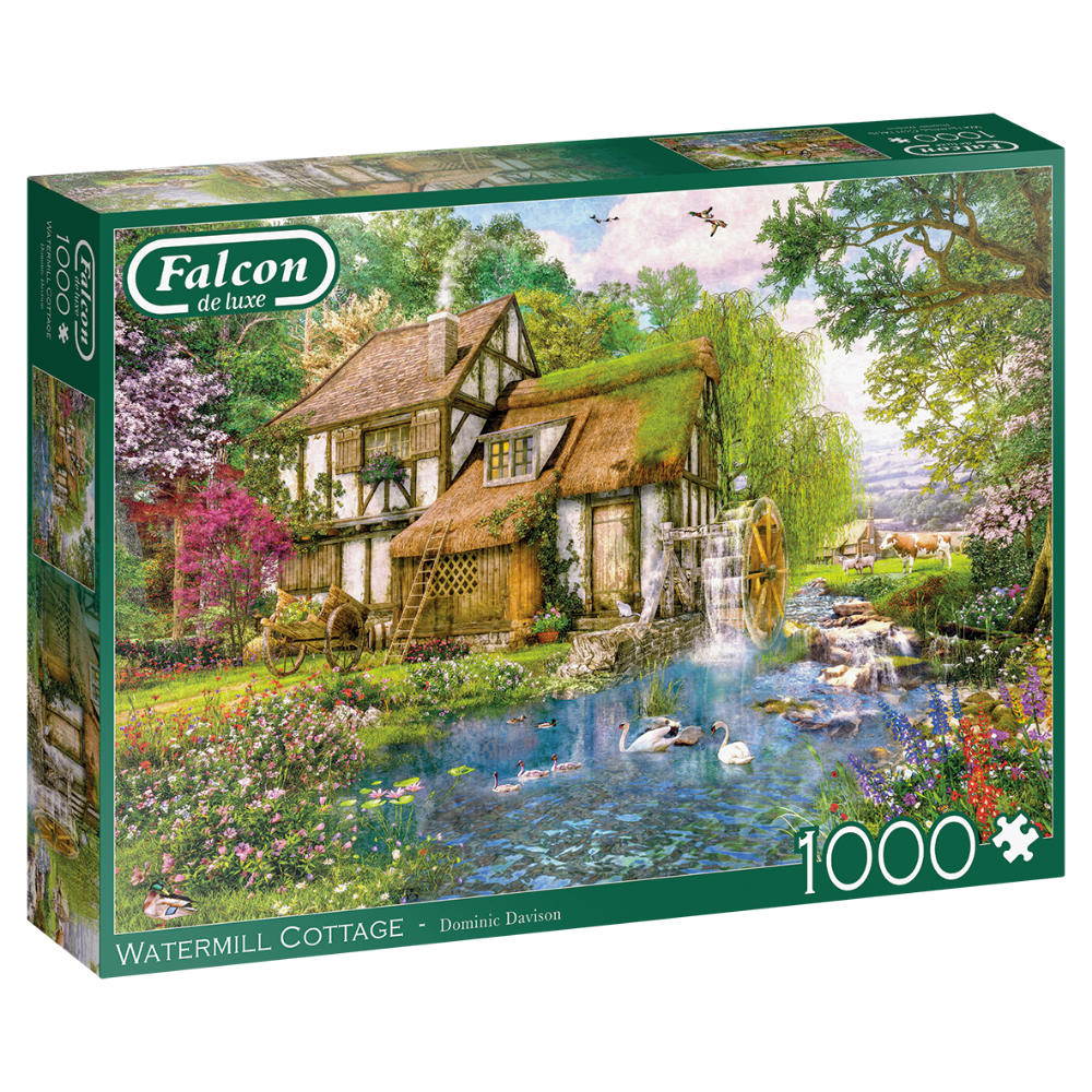 Falcon de luxe Watermill Cottage adult puzzle featuring a scenic watermill and countryside landscape.