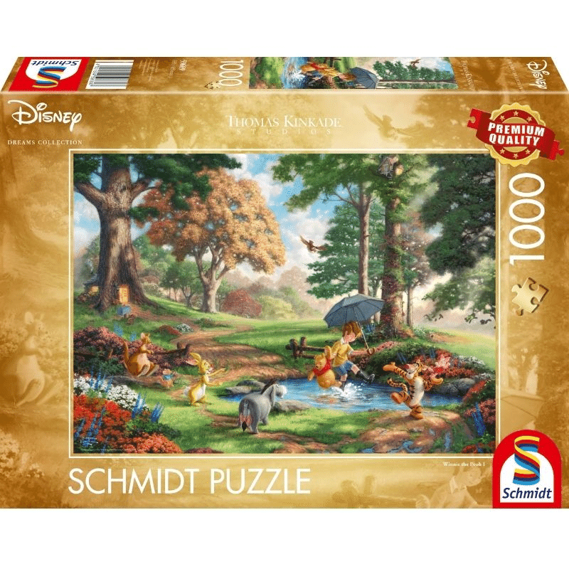 Thomas Kinkade Winnie the Pooh adult puzzle by Schmidt featuring a detailed Pooh illustration perfect for puzzle enthusiasts.