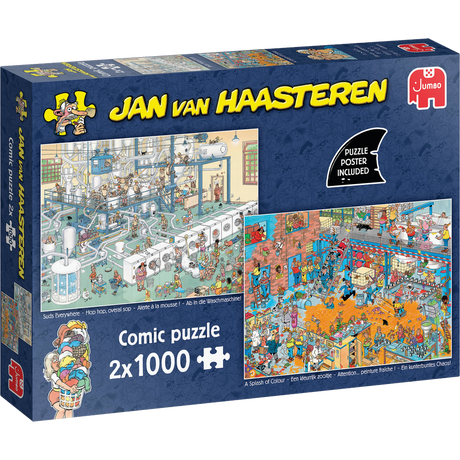 Suds Everywhere & A Splash of Colour Jan van Haasteren 2x1000 jigsaw puzzle box
