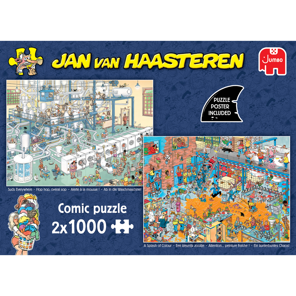Suds Everywhere & A Splash of Colour Jan van Haasteren jigsaw puzzle box front
