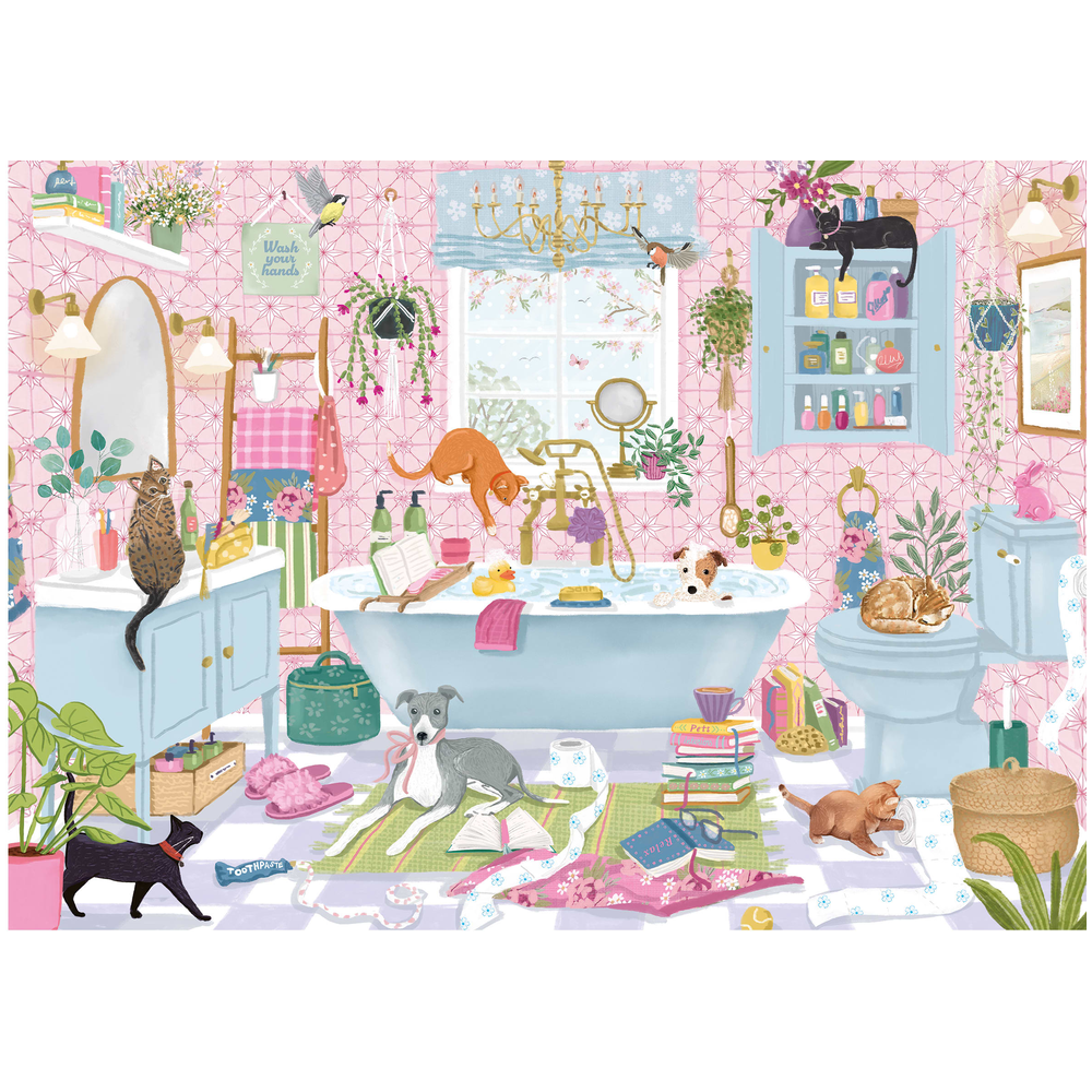 Tails in the Tub jigsaw puzzle artwork