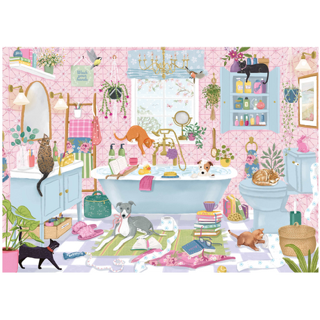 Tails in the Tub jigsaw puzzle artwork