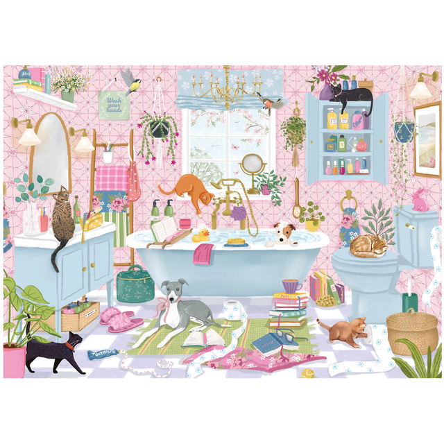 Tails in the Tub jigsaw puzzle artwork