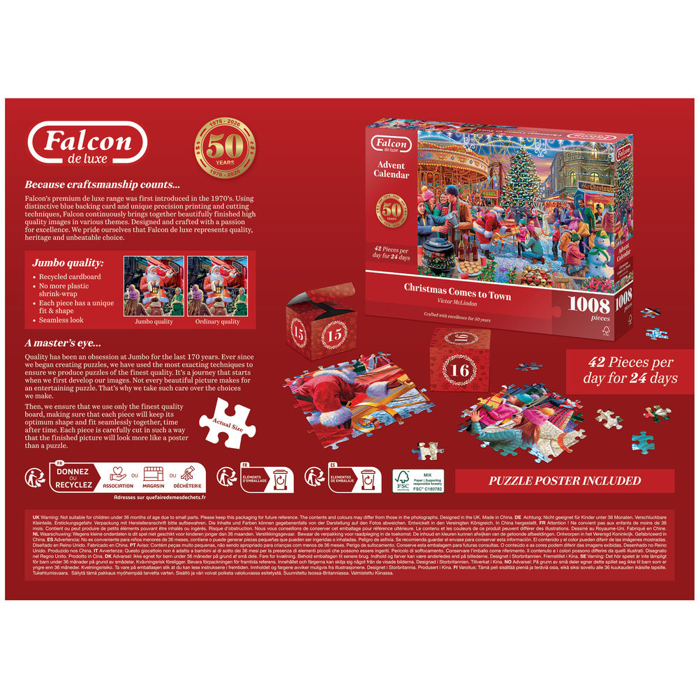 Falcon Advent Calendar Christmas Comes to Town box back