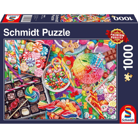 Candylicious adult puzzle by Schmidt featuring colorful candy-themed imagery on the puzzle box.