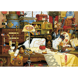 1000-piece Charles Wysocki puzzle featuring Maggie the Messmaker by Schmidt, showcasing vibrant, detailed artwork of a whimsical country scene.