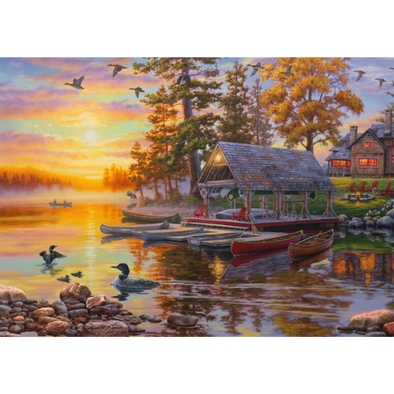 Darrell Bush: Boathouse with Canoes (1000 Pieces)