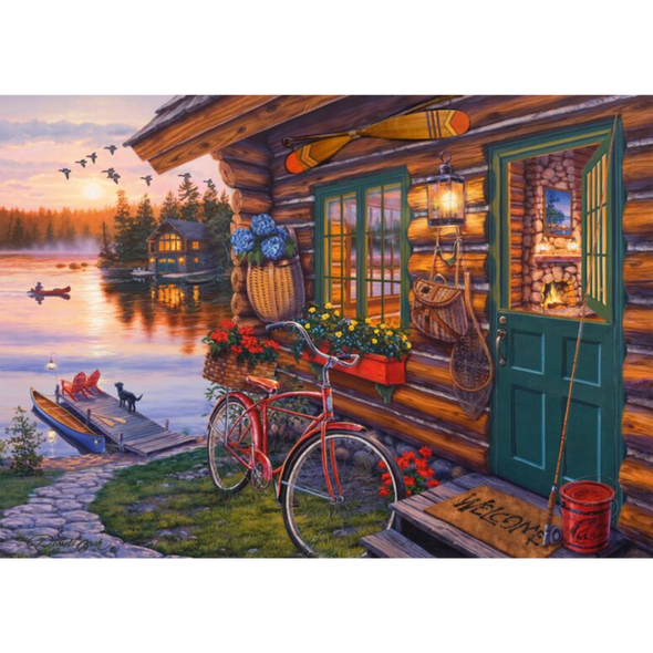 Darrell Bush: Lakeside Cabin with Bike (1000 Pieces)