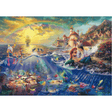 Adult puzzle featuring Thomas Kinkade's Disney The Little Mermaid artwork, with colorful ocean scene and character details.