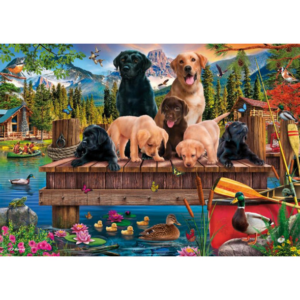 Dog Family by the Lake (1000 Pieces)