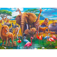 Ravensburger children's Exotic Safari puzzle featuring colorful jungle animals and vibrant safari scene.