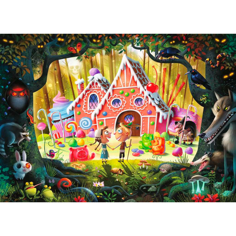 Ravensburger Hansel & Gretal adult puzzle featuring a detailed, colorful illustration of the fairy tale characters.