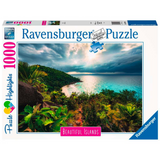 Ravensburger Hawaiian Heaven adult puzzle featuring vibrant tropical island scenery and colorful Hawaiian-inspired design.