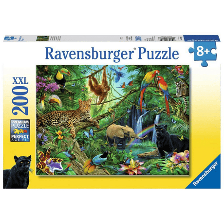 Colorful Ravensburger Jungle Children's Puzzle featuring vibrant jungle animals and lush foliage for kids' play and learning.