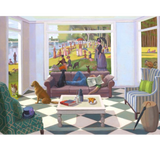 Adult puzzle titled Kathryn Freeman: The Sunday Paper by Pomegranate featuring colorful newspaper-themed artwork.