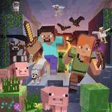 Ravensburger Minecraft Biomes children's puzzle with 49 pieces showing colorful Minecraft world scenes and biomes.