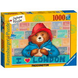 Ravensburger Paddington Bear adult puzzle featuring a colorful illustration of Paddington in a charming scene.