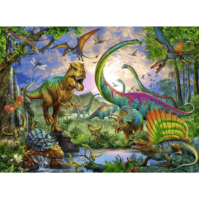 Children's Ravensburger puzzle titled Realm of the Giants, featuring colorful giant characters and detailed fantasy scene.