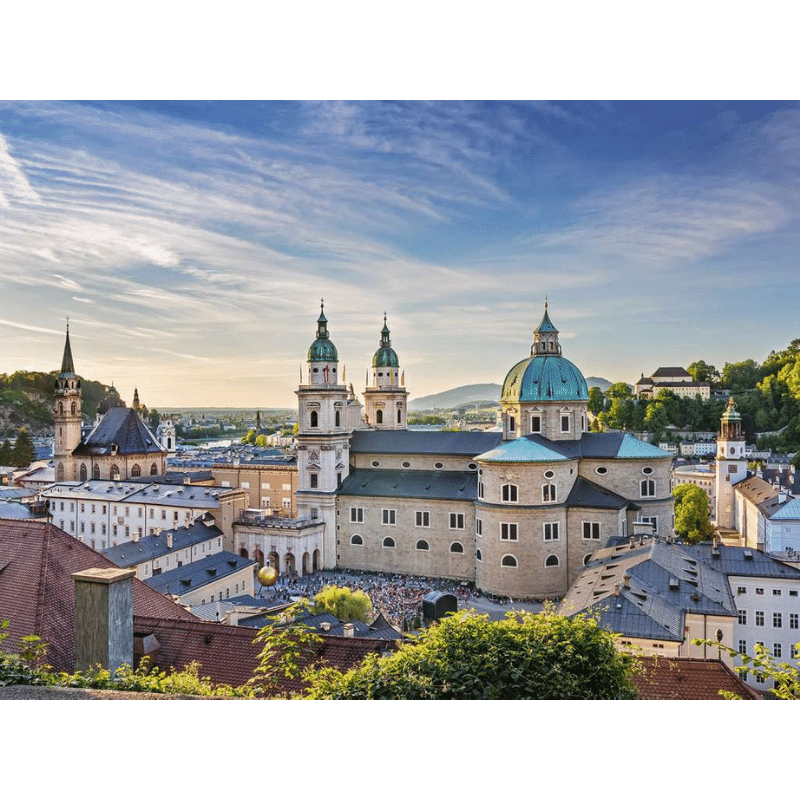 Ravensburger Salzburg Austria adult puzzle featuring a scenic view of Salzburg's historic cityscape and landmarks.
