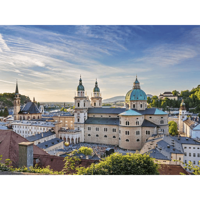 Ravensburger Salzburg Austria adult puzzle featuring a scenic view of Salzburg's historic cityscape and landmarks.
