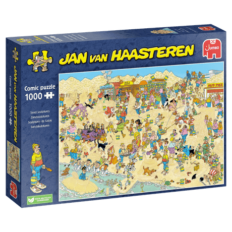 Adult sand sculpture puzzle by Jan van Haasteren featuring intricate sand art and detailed designs for puzzle enthusiasts.
