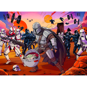 Ravensburger Star Wars The Mandalorian face-off children's puzzle featuring characters from the popular sci-fi series.
