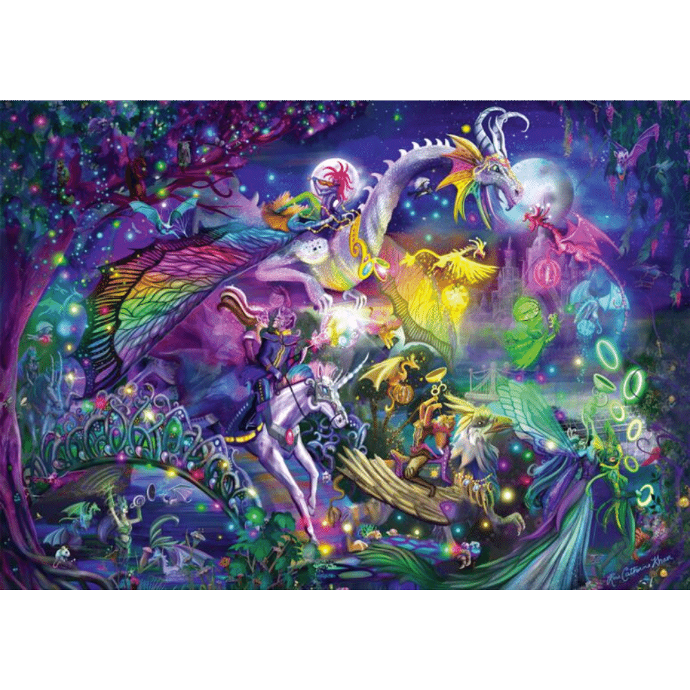 1000-piece Summer Night Circus adult puzzle by Schmidt featuring a colorful circus scene at night.