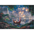 Adult puzzle featuring Thomas Kinkade's Tangled artwork by Schmidt, showcasing vibrant, detailed puzzle pieces with colorful scene.