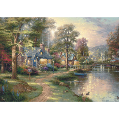 Thomas Kinkade: Hometown Lake Wooden Puzzle (1000 Pieces)