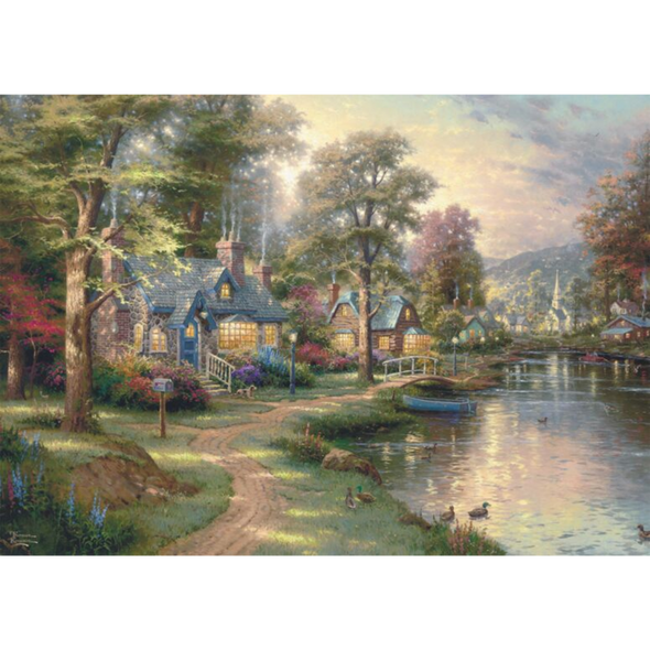 Thomas Kinkade: Hometown Lake Wooden Puzzle (1000 Pieces)