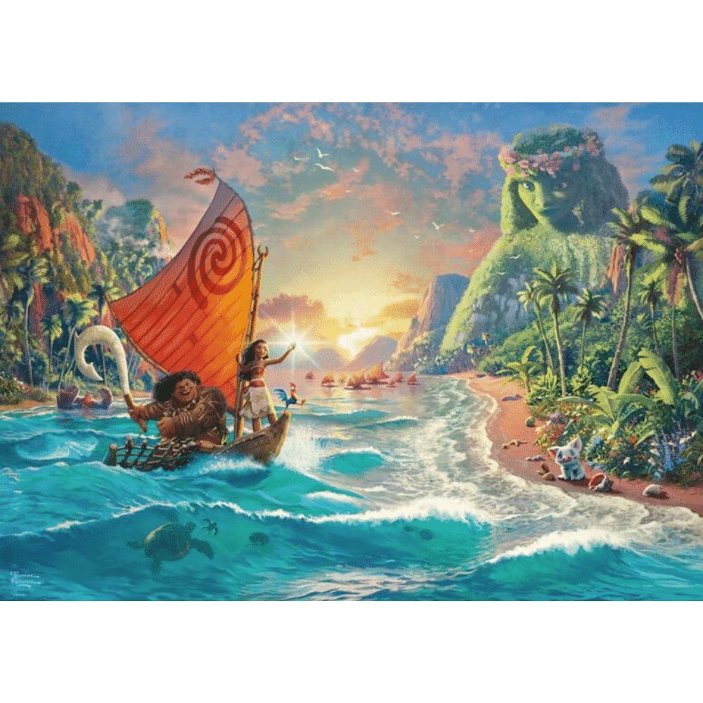 Schmidt Thomas Kinkade Moana 1000-piece adult puzzle featuring a scenic artwork of Moana by Thomas Kinkade.