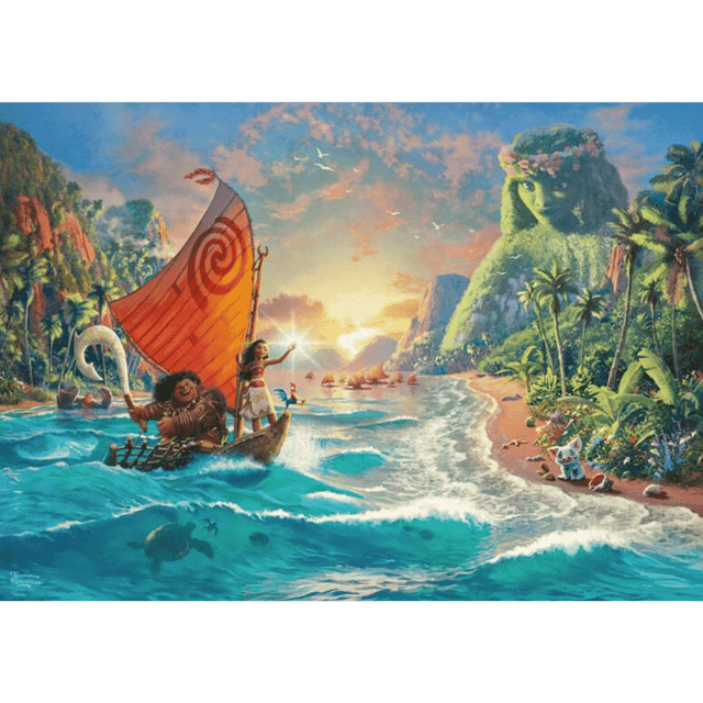 Schmidt Thomas Kinkade Moana 1000-piece adult puzzle featuring a scenic artwork of Moana by Thomas Kinkade.