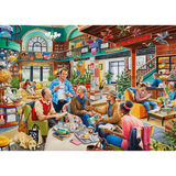 Ravensburger adult puzzle titled "Turn the Page" featuring a colorful book-themed design for book club enthusiasts.