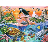 Colorful children's underwater puzzle by Ravensburger featuring marine life and vibrant ocean scene.