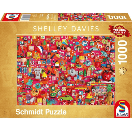 Vintage Schmidt adult puzzle featuring colorful vintage toys and nostalgic imagery for puzzle enthusiasts.