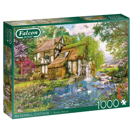 Falcon de luxe Watermill Cottage adult puzzle featuring a scenic watermill and countryside landscape.
